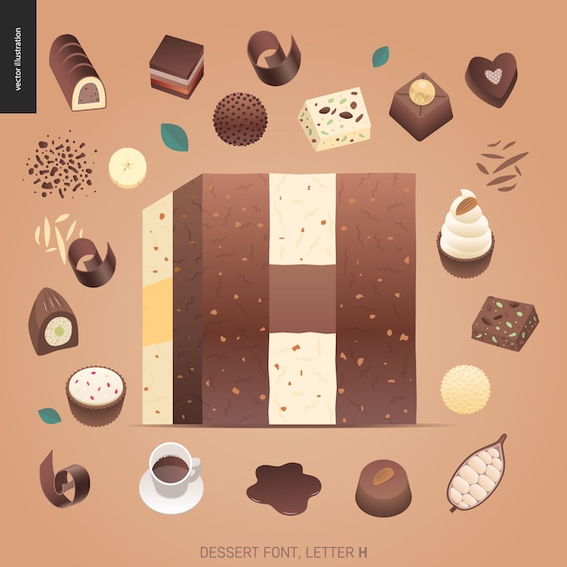 Fuente de postre - letra H