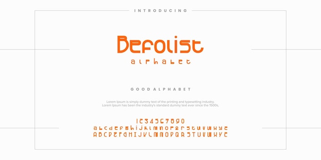 Una fuente que dice 'Befolist' en ella Fuente de ilustrador vectorial alfabético