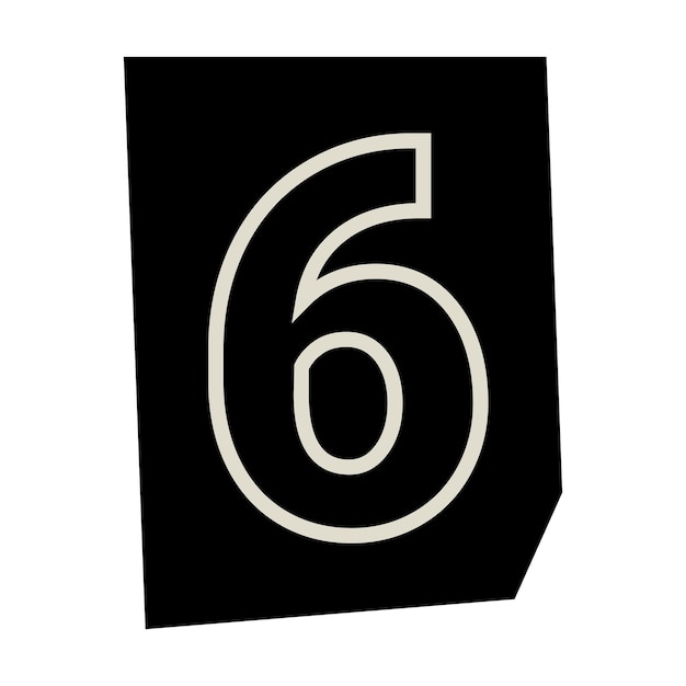 Fuente de rescate vectorial Número 6 recortado de periódico o revista Carácter criminal 6 Número colorido de rescate