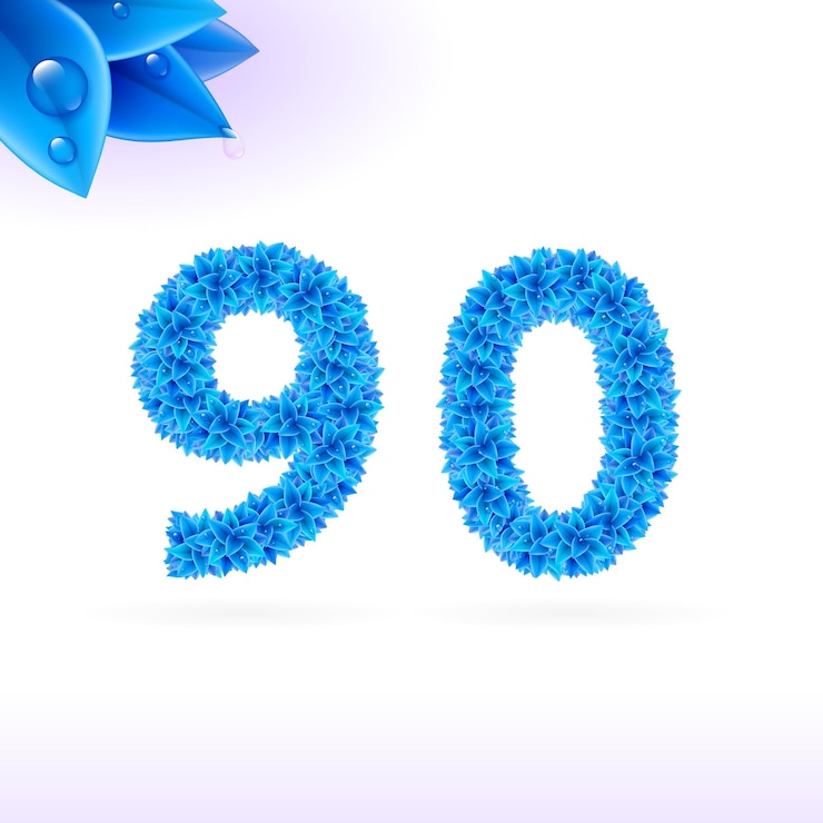 Vector fuente sans serif con decoración de hojas azules