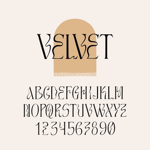 Fuente de serif plano elegante o alfabeto