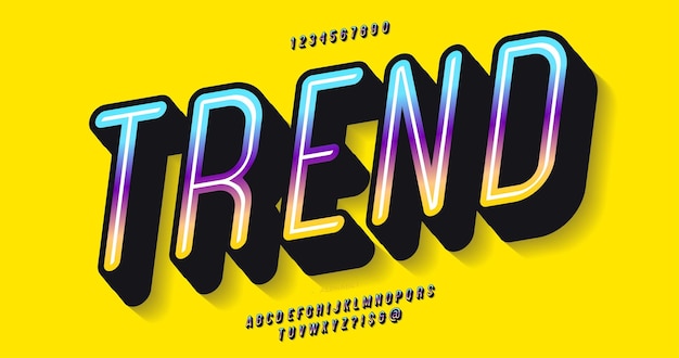 Fuente de tendencia vectorial tipografía moderna de estilo colorido audaz 3d