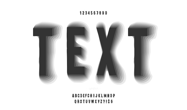 fuente de texto vectorial estilo 3d color negro tipografía moderna