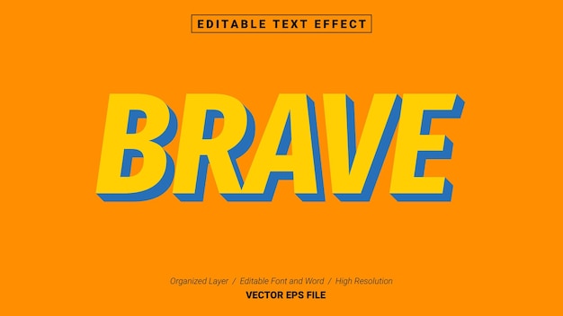 Fuente valiente editable. Estilo de efecto de texto de plantilla de tipografía. Logotipo de ilustración vectorial de letras.