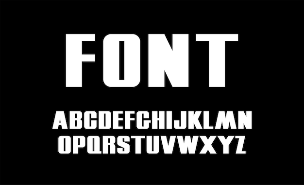 Fuente vectorial en negrita letras mayúsculas blancas tipo de alfabeto moderno