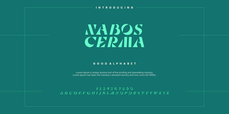 Vector una fuente verde y blanca con las letras nabos cerma alfabeto fuente vector ilu