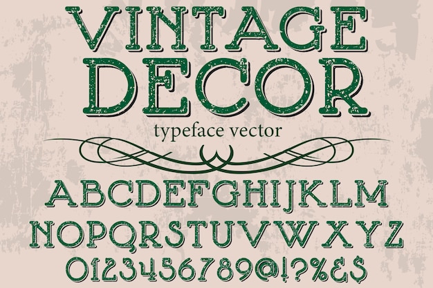 Vector fuente vintage alfabeto estilo gráfico decoración