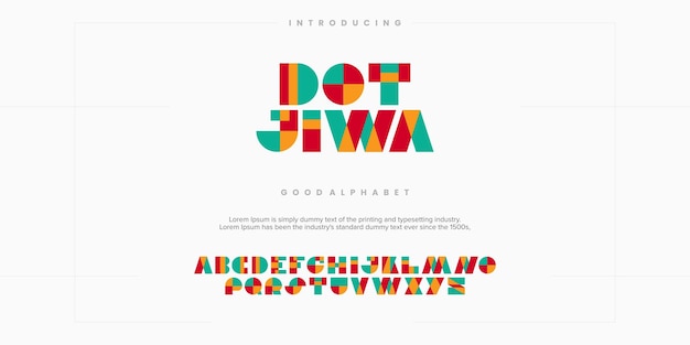 Fuentes de alfabeto modernas mínimas abstractas multicolor. Ilustración de vector de tecnología de tipografía