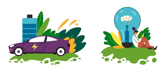 Fuentes de energía ecológicas ilustradas