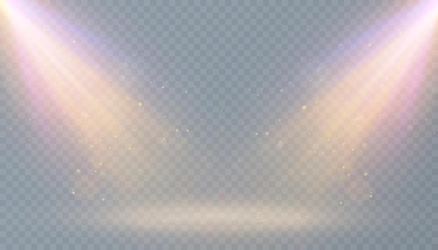 Fuentes de luz focos de escenario haz de focos con el efecto de luz brillante parpadeante