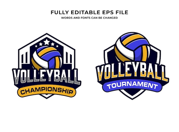 Fuentes y texto editable del logo de voleibol