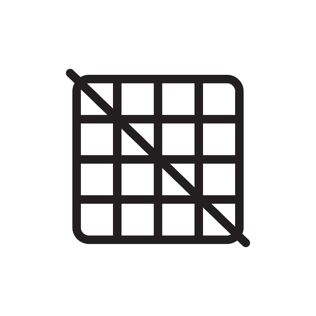 Fuera del icono de la cuadrícula logotipo del vector de arte de línea negra