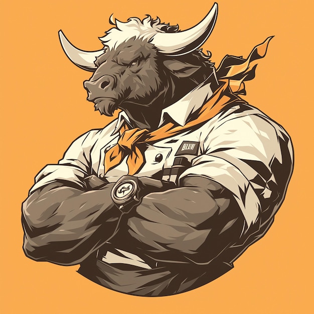 Un fuerte bull chef al estilo de los dibujos animados