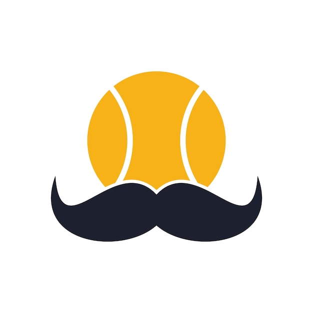 Vector fuerte diseño de logotipo vectorial de tenis. diseño de icono de vector de bigote y pelota de tenis.