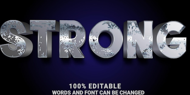 Fuerte efecto de texto editable elegante estilo de texto plateado