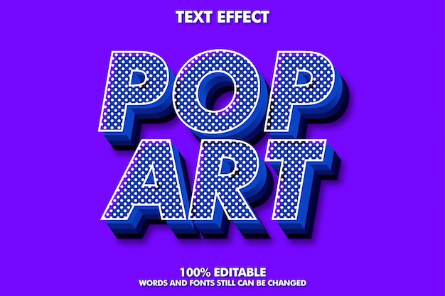 Fuerte efecto de texto retro pop art 3d para un estilo antiguo