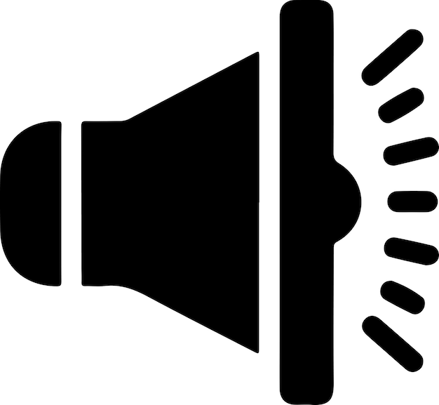 Vector fuerte icono de sonido del altavoz ilustración plana silueta fondo blanco 24