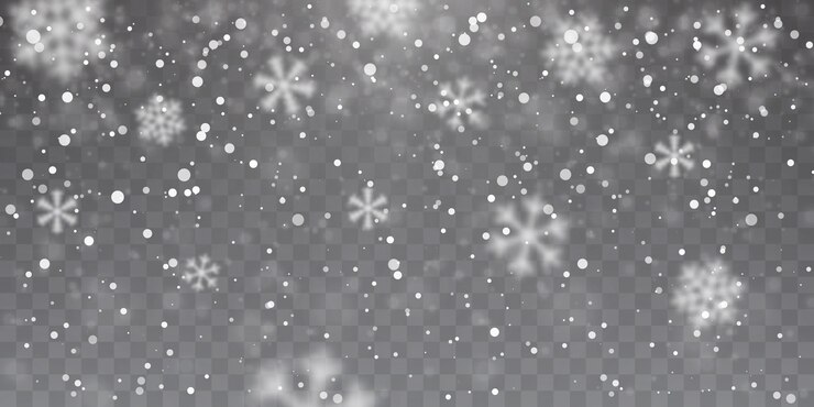 Vector fuerte nevada. copos de nieve cayendo sobre fondo transparente. copos de nieve blancos volando en el aire.