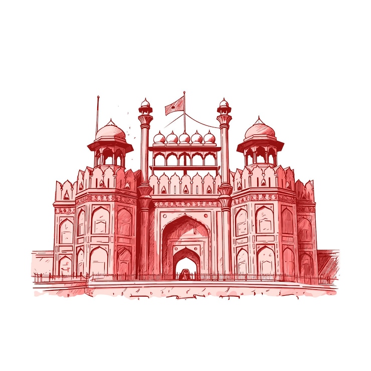 Fuerte rojo Ilustración en blanco y negro del fuerte rojo