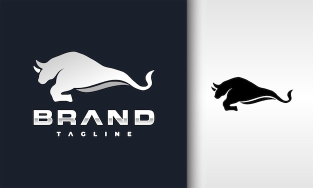 fuerte toro elegante logotipo de plata