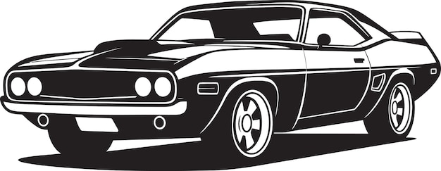 Fuerza icónica Automóvil muscular estadounidense Vector icono negro Dominación en ruedas Automóvil americano muscular Bla