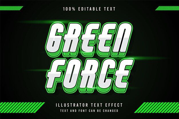 Fuerza verde, efecto de texto editable 3d.