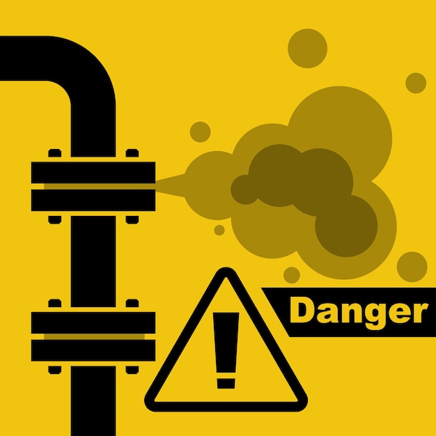 Vector fuga de gas desglose de tuberías concepto de peligro