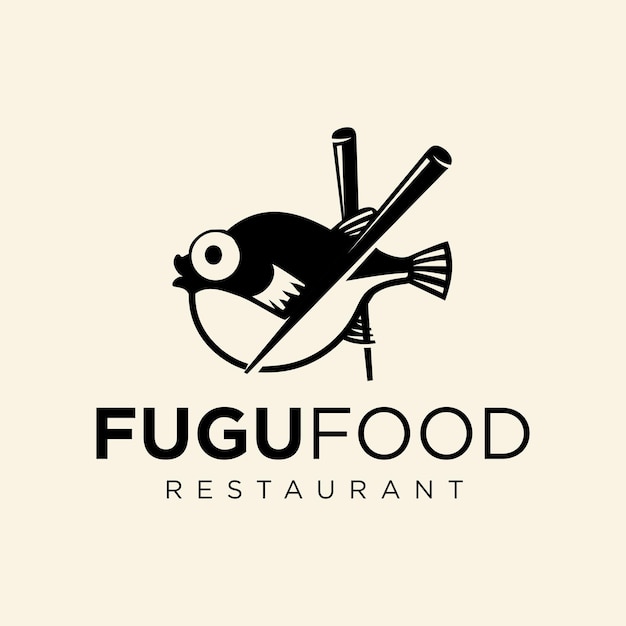 Fugu sushi palillos logo comida japonesa