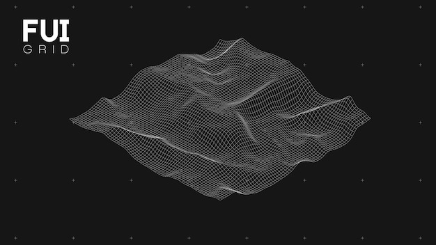 Fui gui 3d vector landscape scan grid resumen fondo futurista scifi hitech design