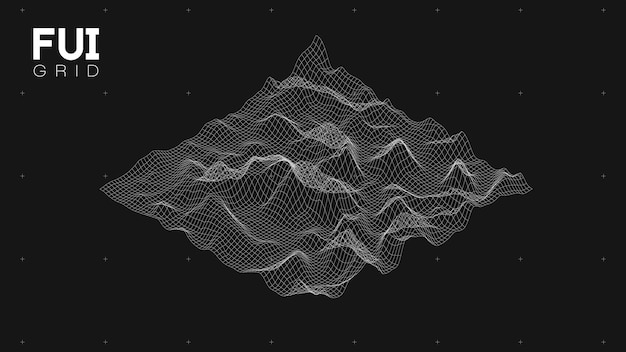 FUI GUI 3D Vector Landscape Scan Grid Resumen fondo futurista SciFi HiTech design