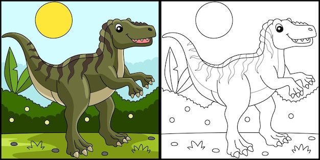 Fukuiraptor dinosaurio para colorear página ilustración