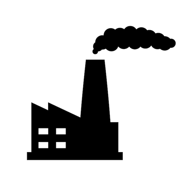 Fumar icono de planta industrial Producción sucia destruyendo la ecología