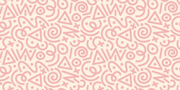 Fun colorida línea garabateo patrón sin costuras creativo estilo minimalista fondo de arte para niños o