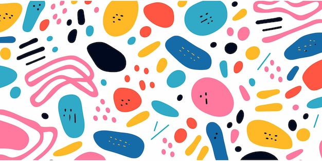 Fun colorida línea garabatos patrón sin costura estilo minimalista creativo fondo de arte para niños