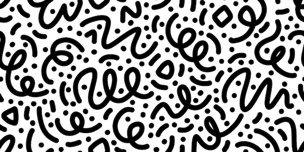 Fun line doodle seamless pattern Arte de fondo de estilo minimalista creativo para niños o diseño de moda con formas básicas Ilustración vectorial