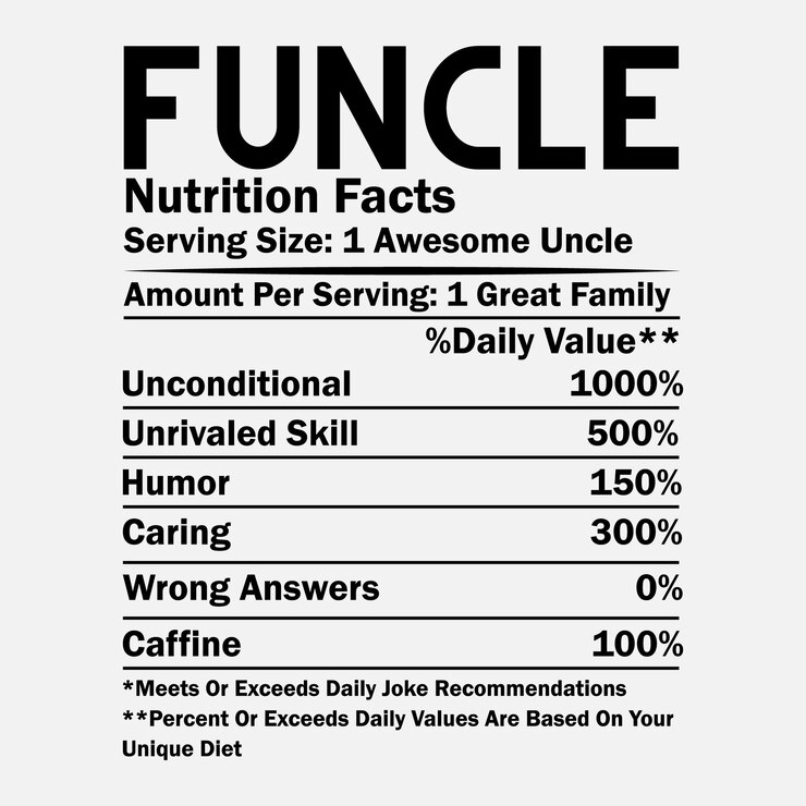 Vector funcle nutrición datos vectoriales diseño de camiseta de fondo blanco