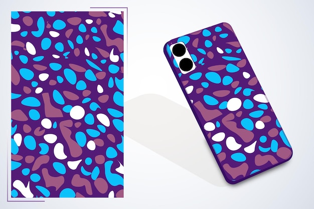 Vector una funda de teléfono morada y azul con un patrón azul.