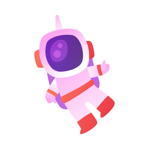 Funny Astronaut en traje espacial flotando en el espacio exterior Ilustración vectorial