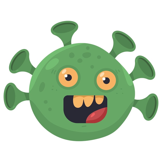 Vector funny bacteria vector personaje de dibujos animados aislado en un fondo blanco