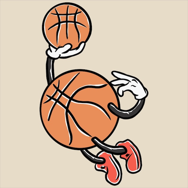 Vector funny baloncesto personaje de dibujos animados jugando baloncesto vector