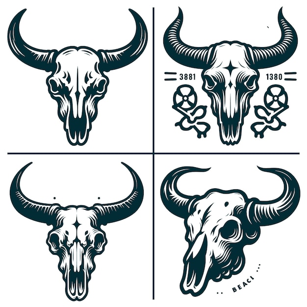 Funny Bull Skull Silhouette FilesWestern Bull Skull File archivos de descarga digital instantánea para Cricut
