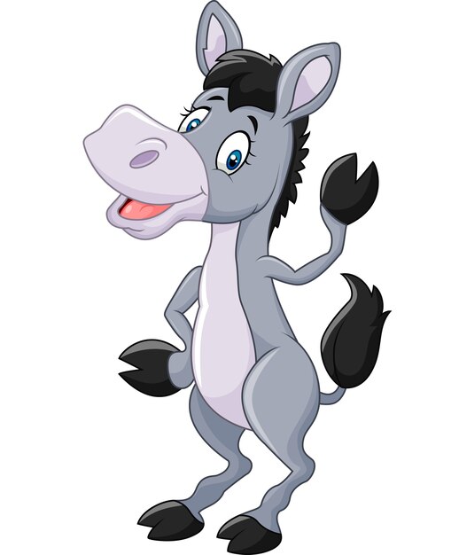 Funny burro de dibujos animados agitando la mano