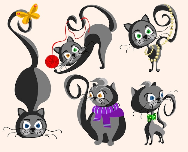 Vector funny cats collection