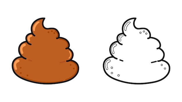 Funny cute happy Turd personajes conjunto de paquetes Vector dibujado a mano dibujado de dibujos animados kawaii icono de ilustración de personajes Cute Turd Contorno ilustración del dibujo animado para libro de colorear