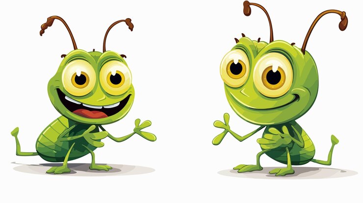 Vector funny grasshopper set ilustración dibujo vectorial detallado para creativos y diseñadores