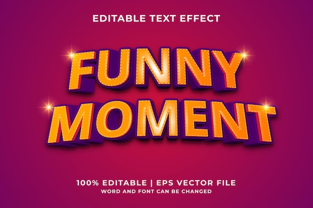 Vector funny moment 3d vector efecto de texto editable