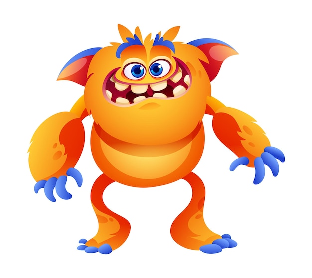 Funny monstruo personaje de dibujos animados Ilustración vectorial aislado en fondo blanco