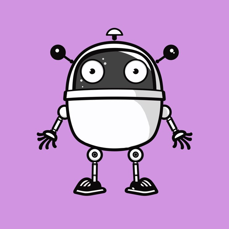 Vector funny robot vectorial icono simple en estilo plano aislado en fondo neutral