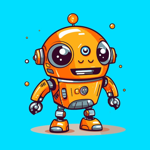 Funny robot vectorial icono simple en estilo plano aislado en fondo neutral