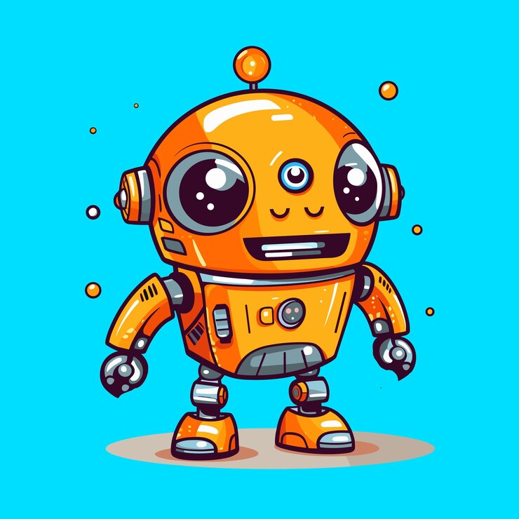 Vector funny robot vectorial icono simple en estilo plano aislado en fondo neutral